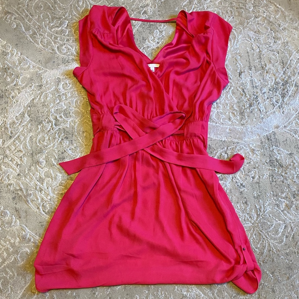 DR2 hot pink lightweight dress w/ belt and packets